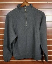 Men&#39;s LLbean Quarter-Zip Pullover Ribbed Cotton Sweatshirt Charcoal Heat... - $22.76