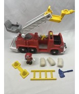 2007 Fisher-Price Little People 13&quot; Fire Truck Toy Lights &amp; Sounds w/Fir... - £30.32 GBP