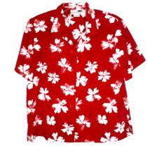 Leslie Fay Haberdashery Womens Blouse 16P Short Sleeve Button Front Red Floral - £11.16 GBP
