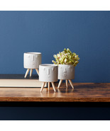 Porcelain Face Planter with Wooden Legs (Set of 3) - €45,13 EUR