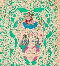 1860&#39;s Antique Victorian Whitney Lace Valentine Card Green Underlay and ... - $85.00