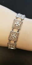 Vintage 835 Silver Filigree Flower Panel Bracelet – Ornate Floral Design - $64.35
