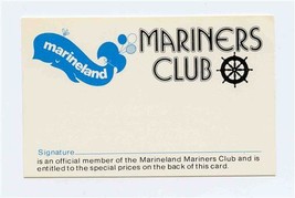Marineland Mariners Club Membership Card 1977 Los Angeles CA Oceanarium  - £21.75 GBP
