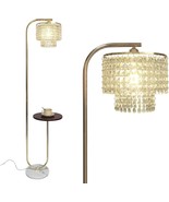 Gold Floor Lamp Modern Standing Living Room Crystal Reading With Table A... - $113.68