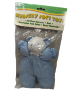 Soma Plush White Blue Teddy Bear Rattle gingham checked lace collar New ... - £39.34 GBP