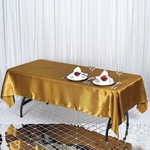 Gold 60X102&quot;&quot; Rectangle Satin Tablecloth Wedding Party Home Banquet Linens Sale  - £9.78 GBP