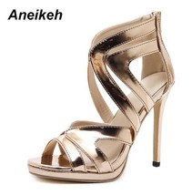 Aneikeh 2021 Summer Sandals High Heels Woman&#39;s Hollow Out Sexy Elegant Platform  - £39.15 GBP