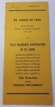 Booklet Title Insurance Corporation of St. Louis in 1893 McCune Gill - £22.65 GBP