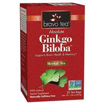 Bravo Herbal Tea Absolute Ginkgo Biloba 20 Tea Bags Brain Health &amp; Memory NonGMO - £5.60 GBP