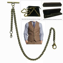Albert Chain Bronze for Men Pocket Watch Chain Spiga Wheat Chain Fob T Bar 110 - £13.38 GBP+