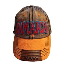 HTF Jamaica Leather Look Classic Strapback Stonewash Distress Look Hat C... - $8.66