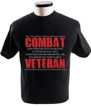 Military Combat Veteran Black Tee Shirt Army Navy Air Force Last Stand Clothing - £13.51 GBP+