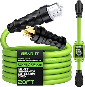GearIT 50A Generator Extension Cord (20ft) Inline NEMA 14-50P to SS2-50R... - £210.09 GBP
