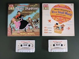 MINT Vintage DISNEY&#39;S Mary Poppins &amp; It&#39;s A Small World Read-Along Books... - $28.95