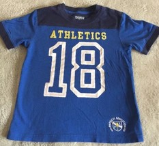 Osh Kosh Boys Blue White Athletics 18 Short Sleeve Shirt 5T - £4.68 GBP