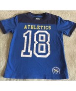 Osh Kosh Boys Blue White Athletics 18 Short Sleeve Shirt 5T - £4.71 GBP