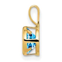 14K Gold Blue Topaz December Bezel Pendant Jewelry 12.3mm x 7.5mm - £48.28 GBP