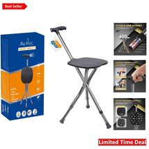 Ergonomic Lightweight Cane with Folding Seat &amp; LED Light - Ideal for Sen... - $97.96