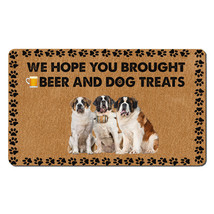 Funny St. Bernard Dogs Doormat Beer And Dog Treats Mat Gift For Dog Mom Dog Dad - £31.61 GBP