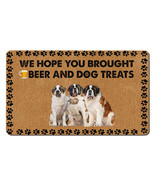 Funny St. Bernard Dogs Doormat Beer And Dog Treats Mat Gift For Dog Mom ... - £30.92 GBP