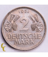 1951-F Allemagne Deutsche 2 Mark 1 Année Émission (XF) Extra Fin État - $41.78 CAD