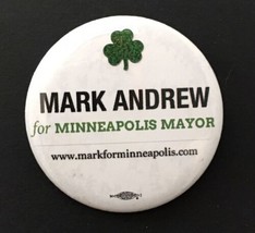 Mark Andrew for Minneapolis Mayor Button Pin Minnesota 2.25&quot; Shamrock - $12.00