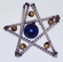 Antique 4&quot; Star Christmas Ornament -  Mercury Glass Beads - £9.59 GBP