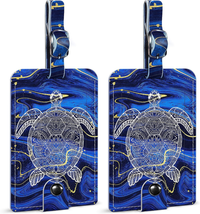Leather Luggage Tags for Suitcases Set of 2 Cute Sea Turtle Leather Suitcase Tag - £6.63 GBP