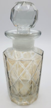 Hand Cut Faceted Glass Perfume Potion Bottle Ball Stopper 5.5&quot;Tall Empty - £20.82 GBP