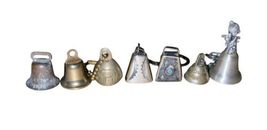 Lot of 65 Vintage Brass Hand Bells Etched, Claw Wood Ceramic Glass Porcelain image 10