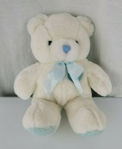 Small Fry Designs Stuffed Plush White Teddy Bear Musical Wind Up Blue Heart  - £118.69 GBP