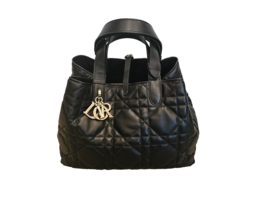 CHRISTIAN DIOR Black Macrocannage Calfskin Medium Dior Toujours Bag - $3,300.00