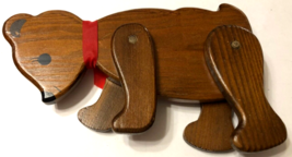 MIDWEST Vintage 80s Wooden Movable Teddy Bear Christmas Tree Ornament 5 1/2&quot; New - £8.56 GBP