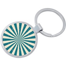 Teal White Burst Pattern Keychain - Includes 1.25 Inch Loop for Keys or Backpack - £8.63 GBP