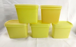 Vintage Tupperware Yellow Shelf Saver Stackable Storage container 1243-4 1244-7 - £13.66 GBP