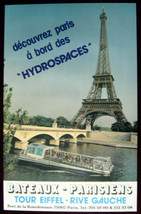 Original Poster France Seine Eifel Tower River Boat Bateaux - £25.86 GBP