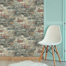 Roommates Rmk11080Wp Teal Brick Alley Peel And Stick Wallpaper 20.5&quot; X 16.5 Feet - £35.06 GBP