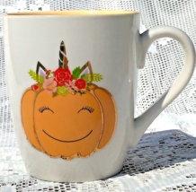 Lily &amp; Grace Happy Halloween Unicorn Pumpkin Smiling Coffee Tea Mug - £14.93 GBP