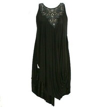FREE PEOPLE Black Jersey Knit Aiden World Embellished Tunic Top S - £39.61 GBP