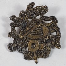 Vintage 1964 James Papalia Ornate Brass Brooch Pin 2 Inch Horns Instruments - £25.61 GBP