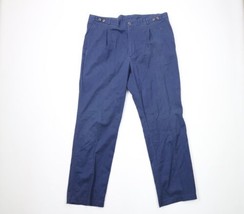 Vintage 90s Eddie Bauer Mens 44x32 Distressed Pleated Wide Leg Chino Pants Blue - £35.08 GBP