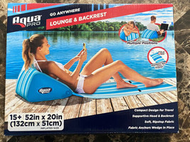 Aqua Pro Deluxe Lounge Mat &amp; Backrest Blue Portable Swimming Pool Camping Summer - £21.72 GBP