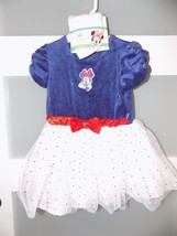 Disney Minnie Mouse Velour Dress W/Glitter Tulle And Tights Size 2T Girl... - $21.84