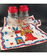 2 Anchor Hocking 1776 Bicentennial Glass Jars + Bicentennial Dish Cloth - £12.63 GBP