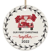 Our First Christmas Together Gnomes Round Ornament Ceramic 2022 Keepsake Gift 3  - £15.78 GBP