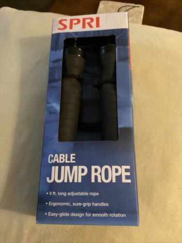 SPRI CABLE JUMP ROPE Adjustable 9 ft Covered Steel Cable Jump Rope, Blac... - $4.95