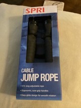 Spri Cable Jump Rope Adjustable 9 Ft Covered Steel Cable Jump Rope, Black New - £3.95 GBP