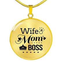 Express Your Love Gifts Wife. Mom. Boss Circle Necklace Stainless Steel or 18k G - £34.99 GBP