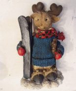 Winter Skiing Moose Figurine Resin Holiday Home Cabin Lodge Decor 8.25&quot; ... - $149.84 MXN