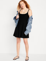 Old Navy Fit &amp; Flare Cami Mini Dress Womens S Tall Black Linen Blend Smo... - £23.26 GBP